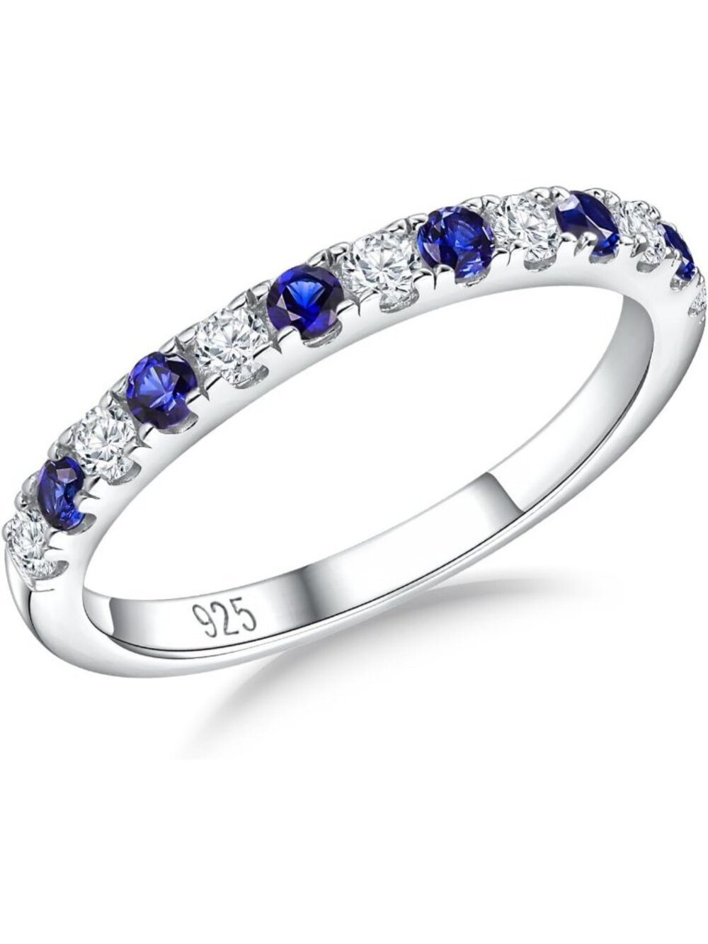 Stackable Birthstone Eternity Band Ring - 925 Silver/Gold-Plated, Size 6-10